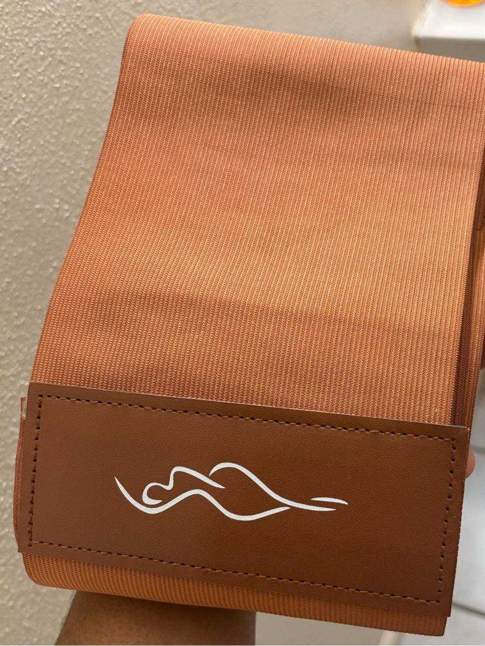 Wide Rust Orange Belt with White Wave Logo